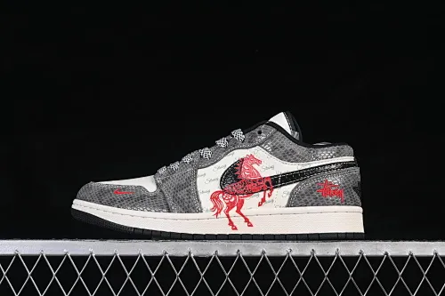 All categories Air Jordan Jordan series basketball shoes Air Jordan 1 Low High-end customized low-top sneakers Air Jordan 1 Low AJ1 Joe 1 Year of the Horse Success will come soon High-end customized low-top retro basketball shoes FC7688-202